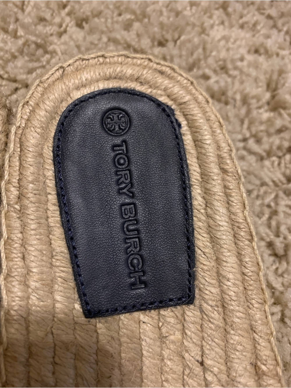 Tory Burch Navy Logo Espadrille Slide - Picture 3 of 5